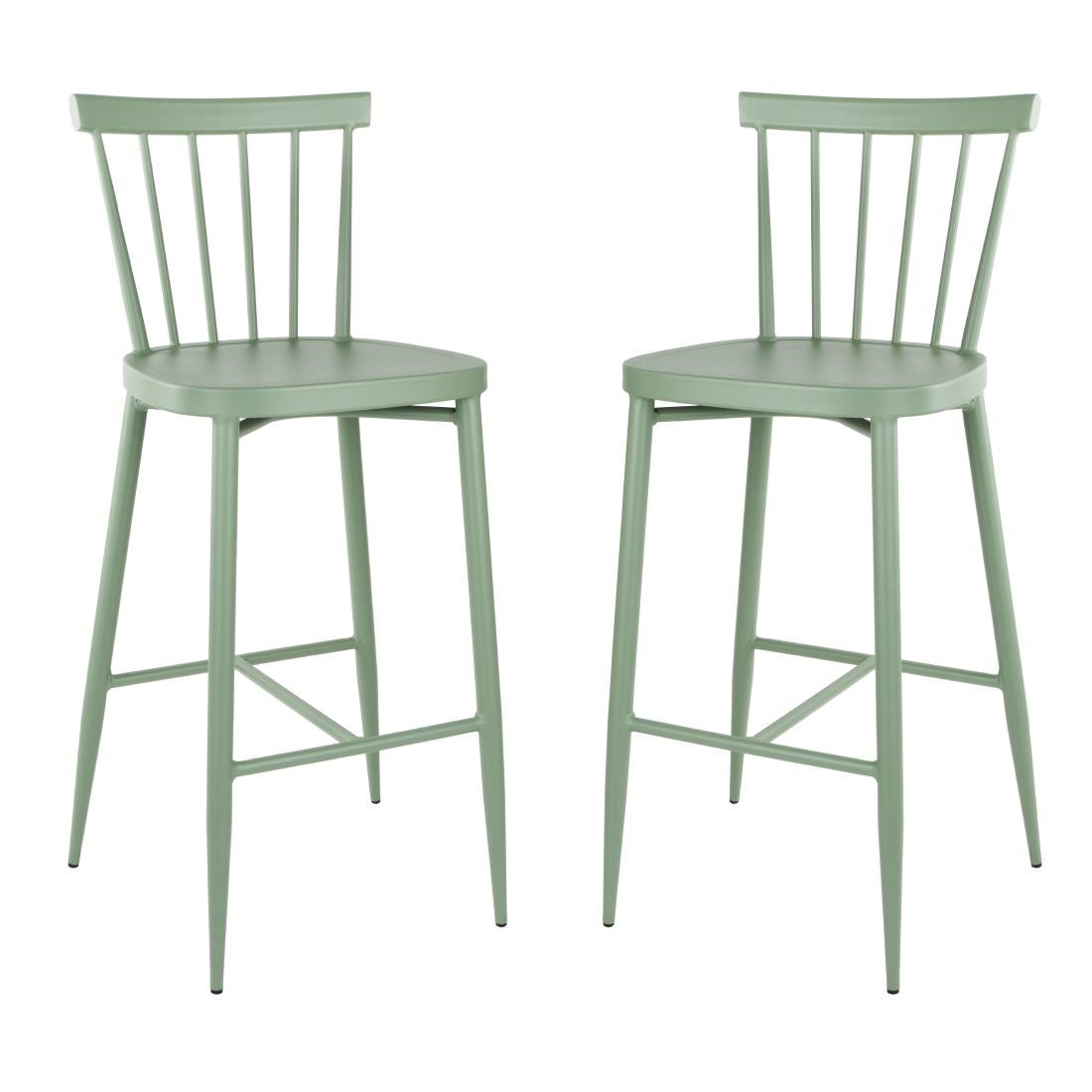 Bolero Windsor Aluminium Green High Stools (2 Pack)