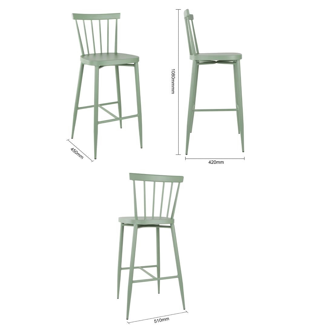 Bolero Windsor Aluminium Green High Stools (2 Pack)