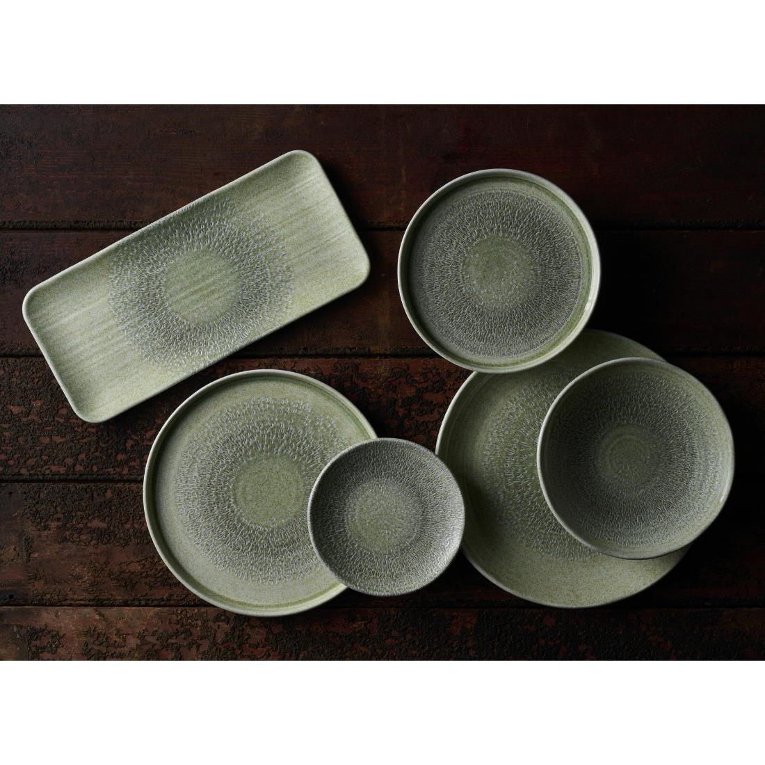 Dudson Harvest Grain Speckled Green Organic Coupe Plates 164mm (12 Pack)