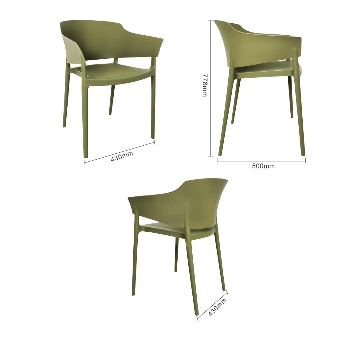 Bolero Lorenzo Cafe Chairs Green Tea (2 Pack)