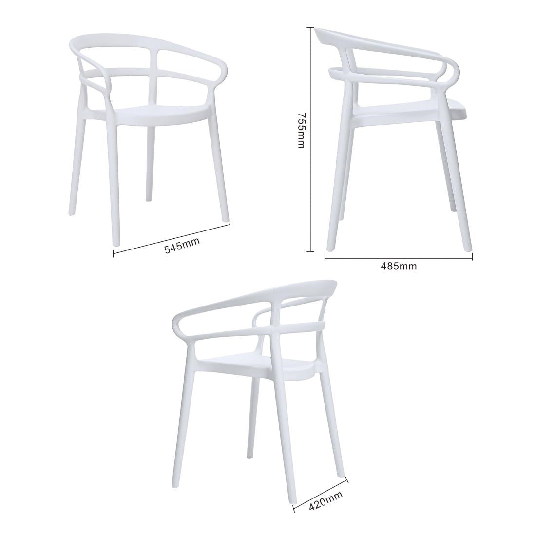Bolero Mateo Café Chairs White (2 Pack)
