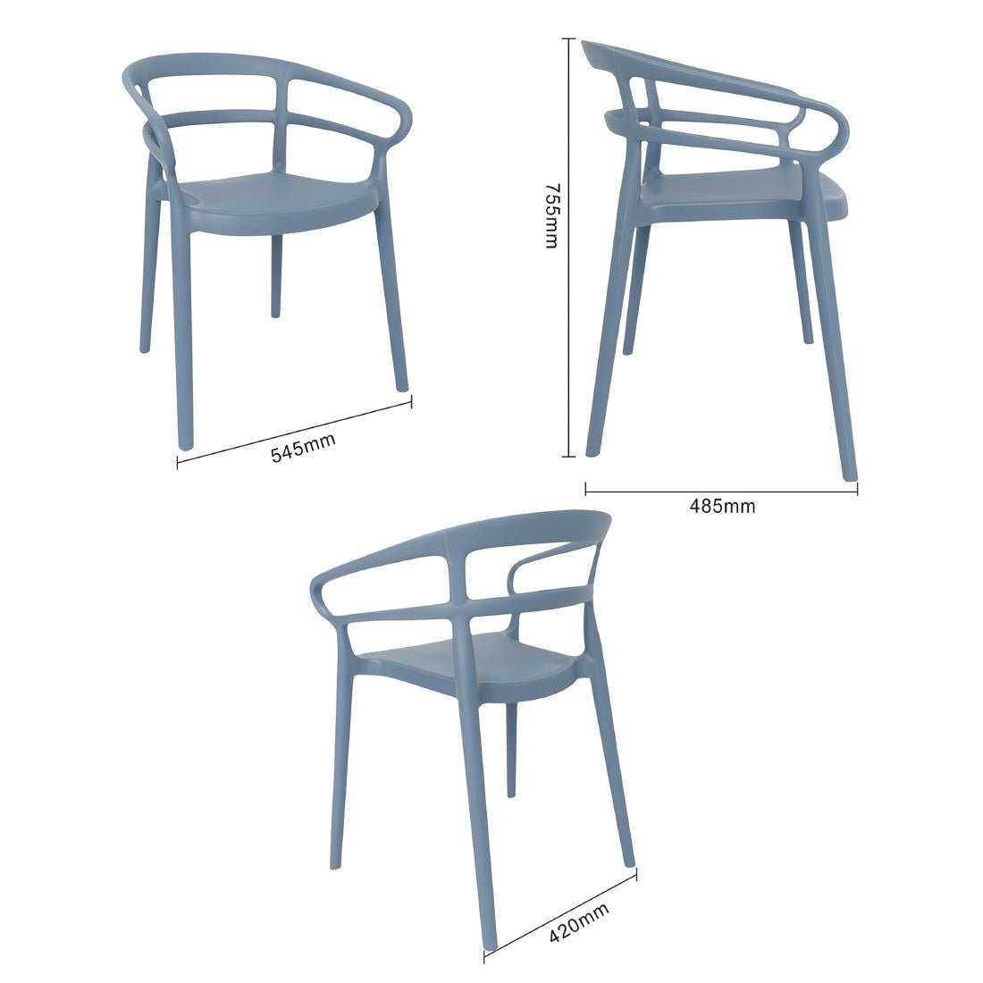 Bolero Mateo Café Chairs Slate Blue (2 Pack)