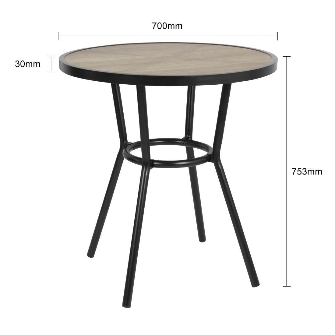 Bolero Marston Round Outdoor Table Black 700mm