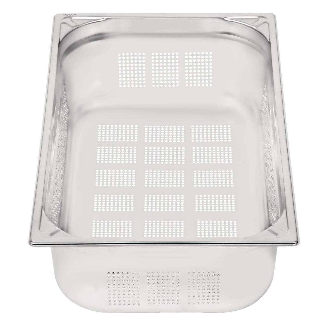 Vogue Heavy Duty Stainless Steel Perforated 1/1 Gastronorm Tray 150mm