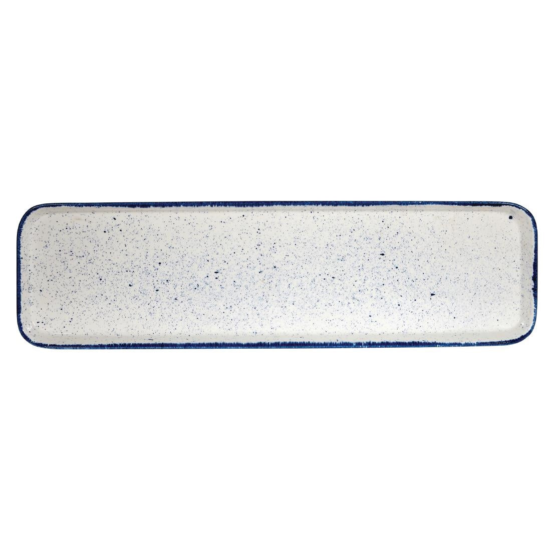 Churchill Stonecast Hints Rectangular Flat Trays Indigo Blue 150x 530mm (4 Pack)