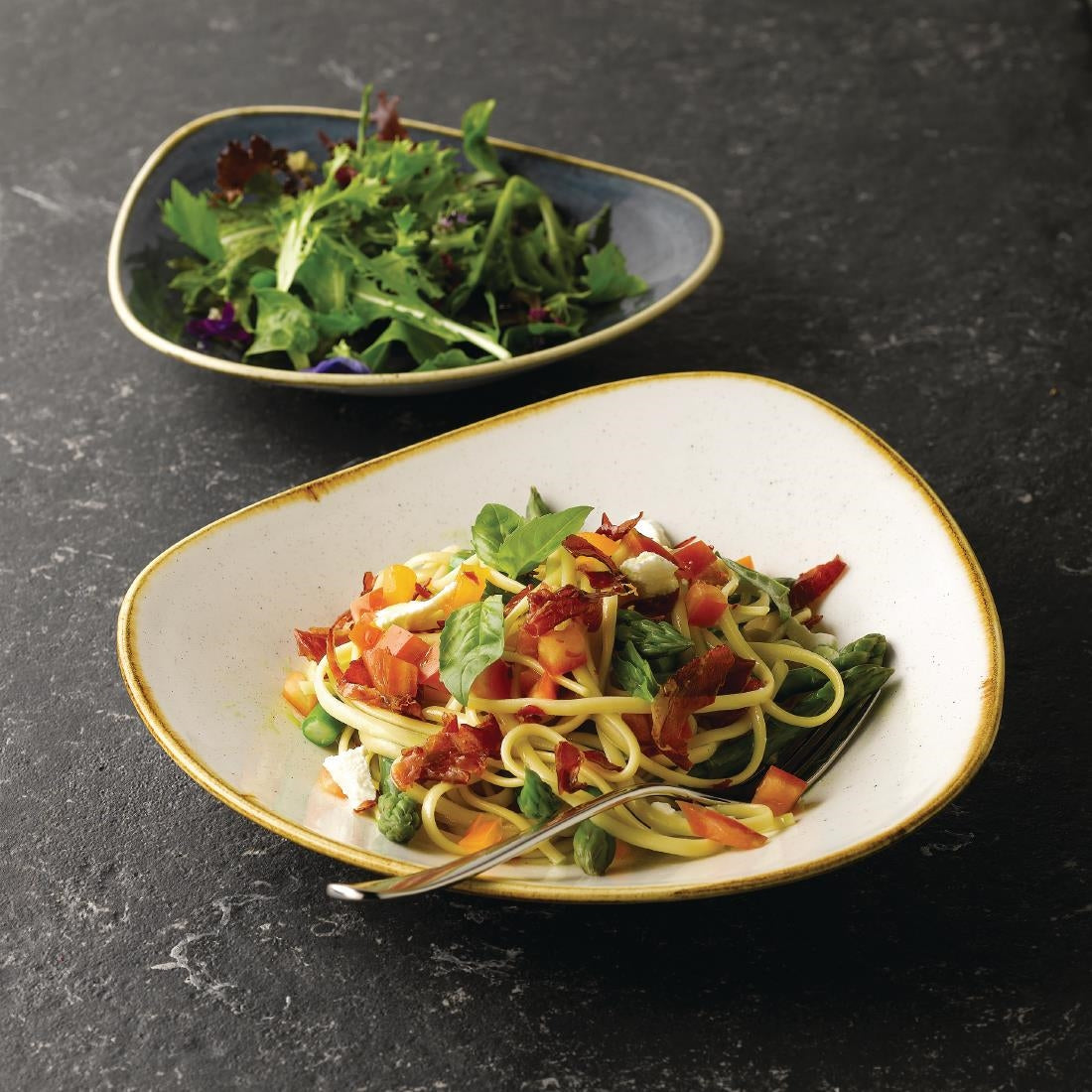 Churchill Stonecast Triangular Shallow Bowls Barley White 210mm