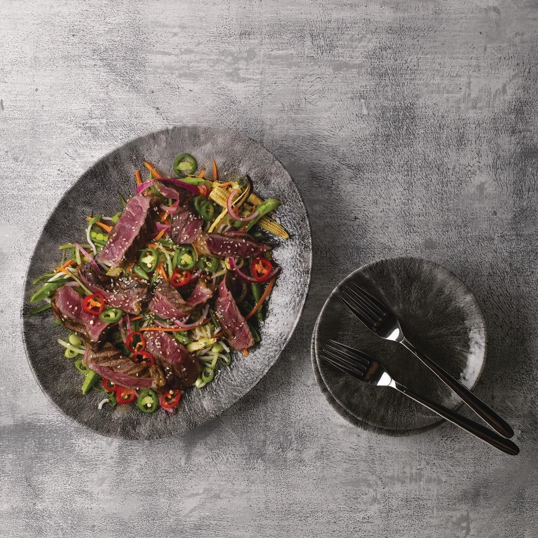 Churchill Stone Quartz Black Orbit Oval Coupe Plates 317mm (12 Pack)