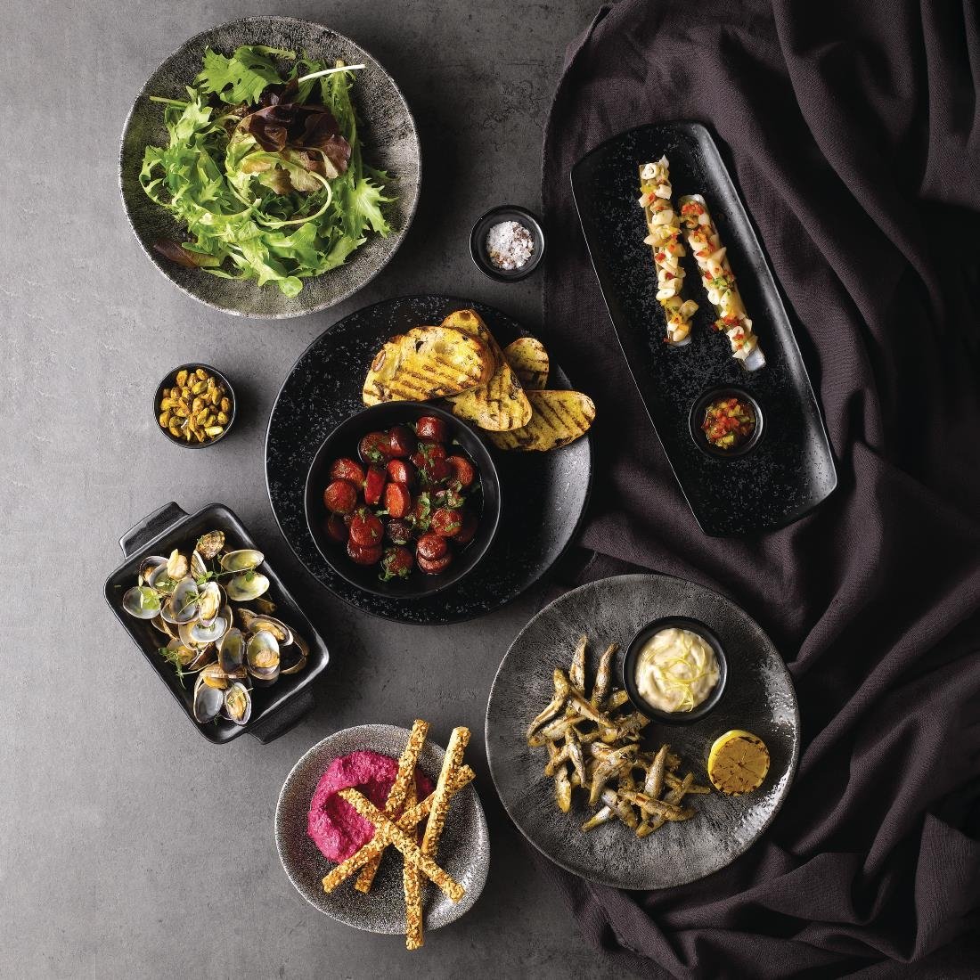 Churchill Raku Round Dishes Quartz Black 185mm (12 Pack)