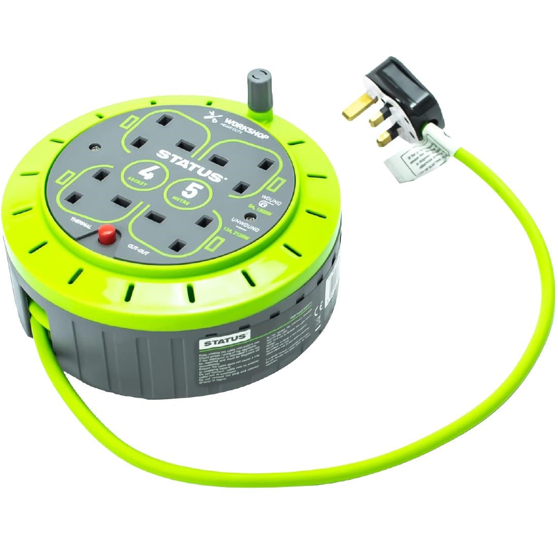 Status 4 Socket Cable Reel with Thermal Cut Out 13Amp 5m