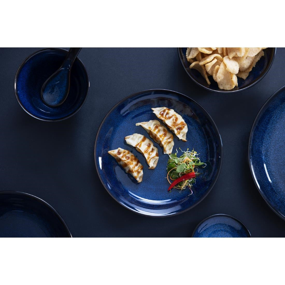 Olympia Luna Midnight Blue Soy Dishes 100mm (12 Pack)