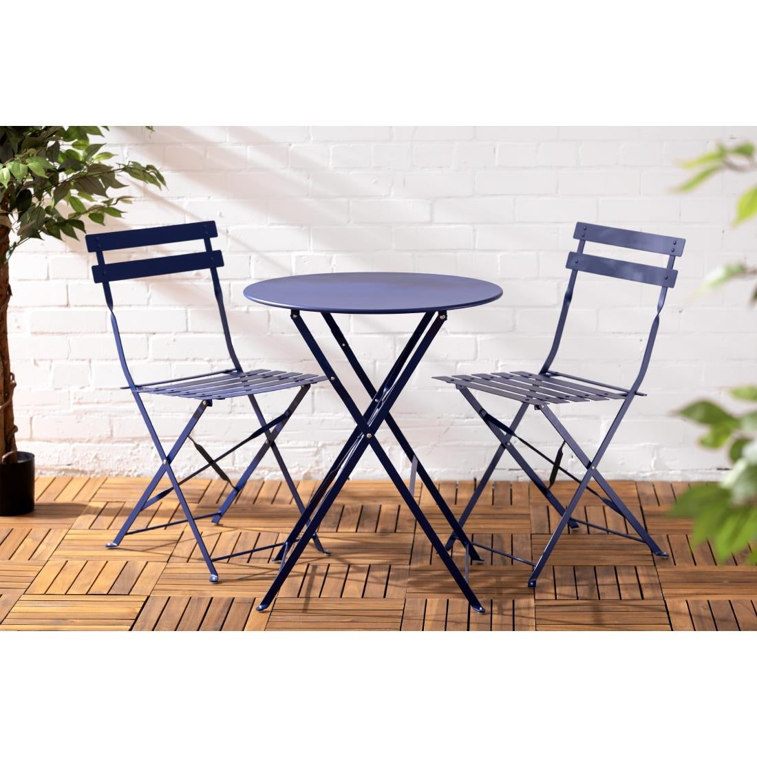 Bolero Perth Dark Navy Pavement Style Steel Folding Chairs (2 Pack)