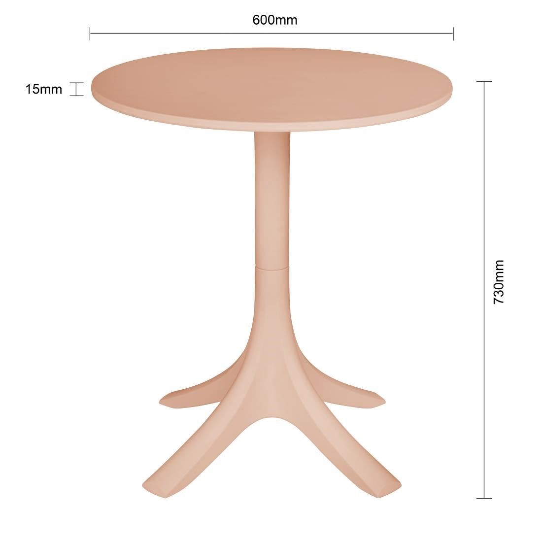Bolero Mila 600mm Round Café Table - Nude Pink