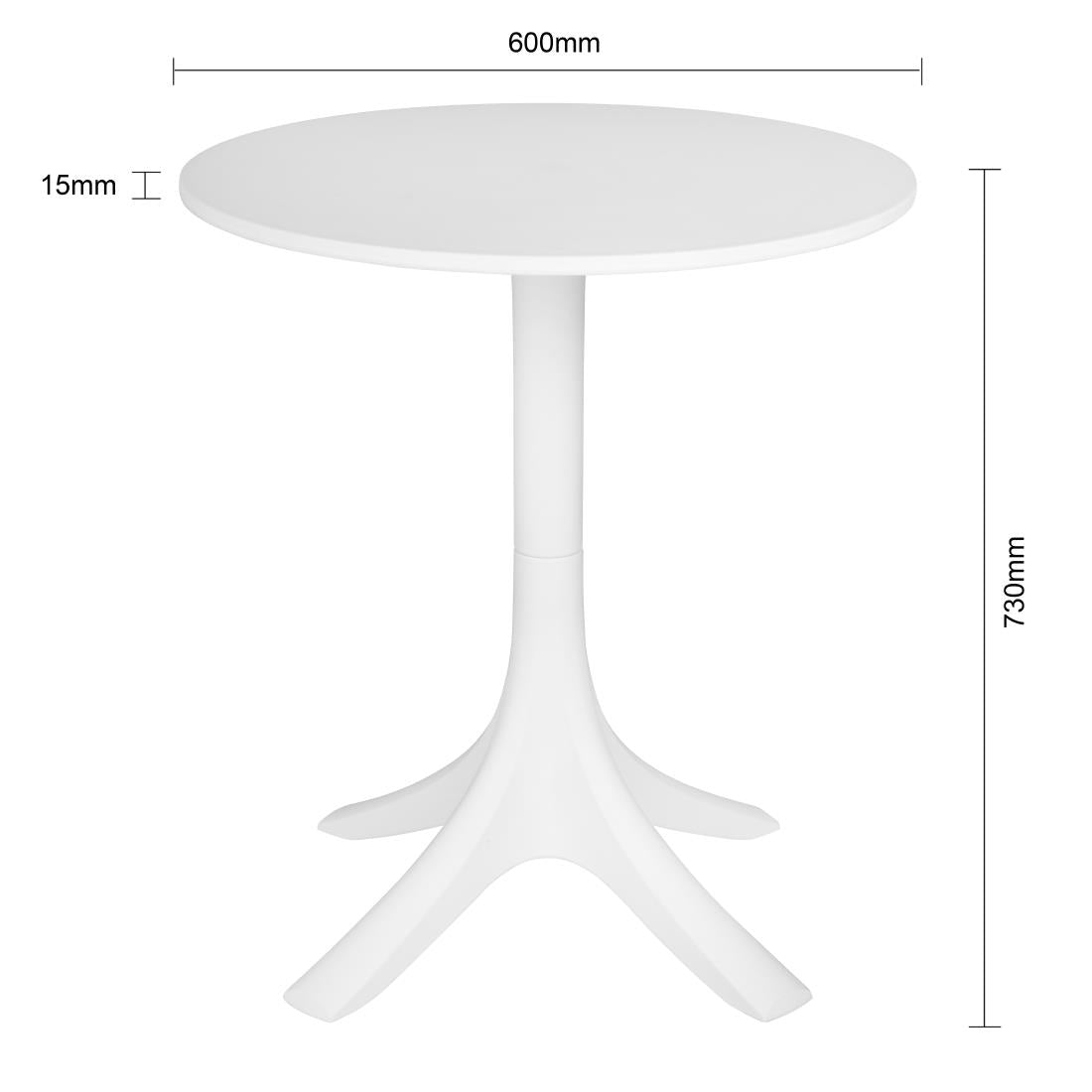 Bolero Mateo 600mm Round Café Table - White