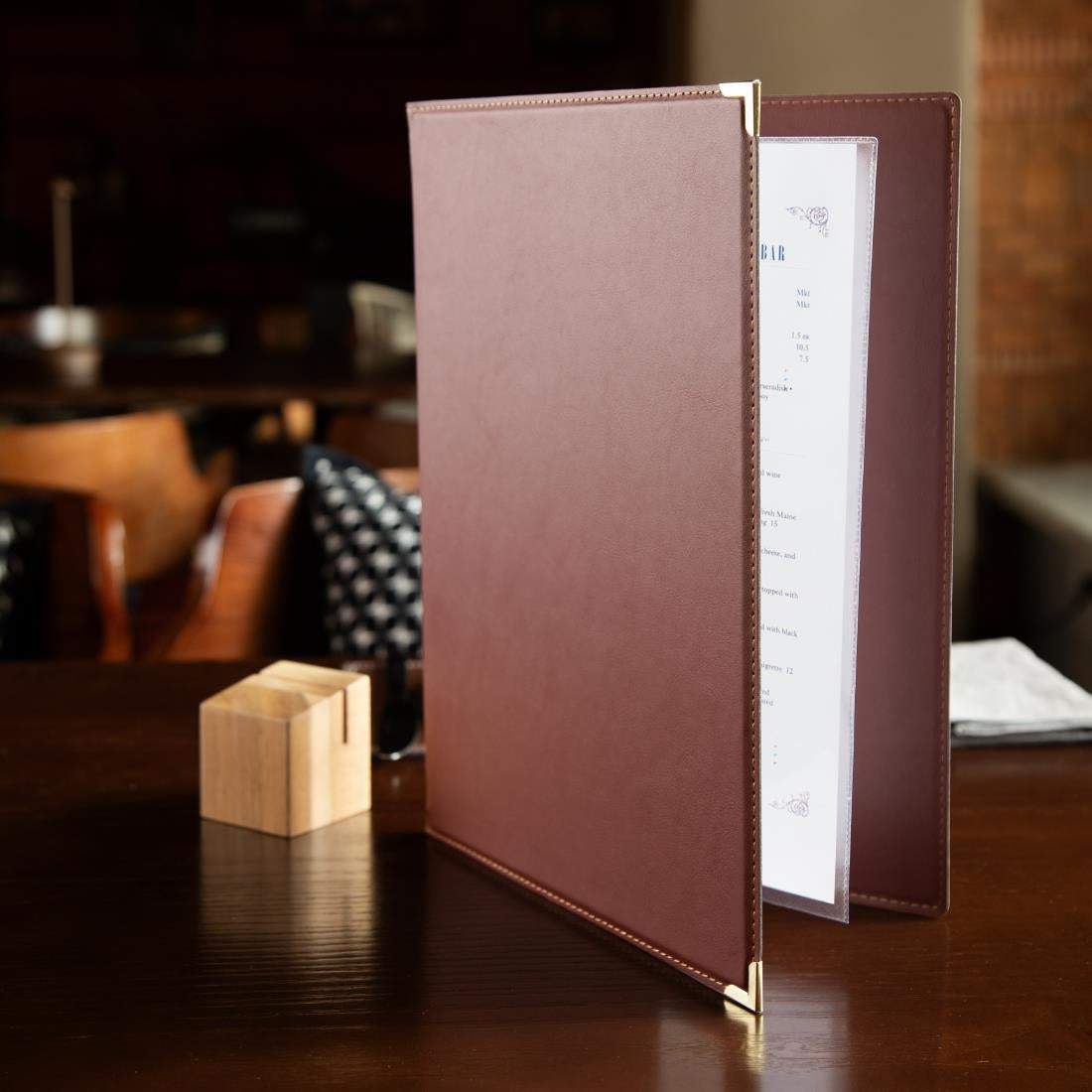 Olympia Faux Leather Menu Cover A4 Burgundy