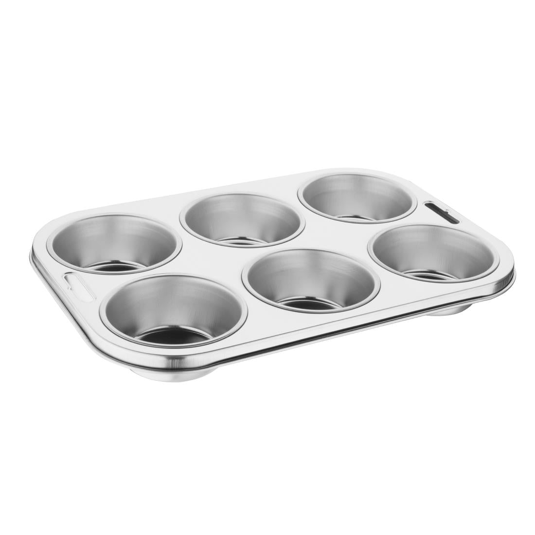 Vogue Stainless Steel Deep Muffin Tray 6 Cup