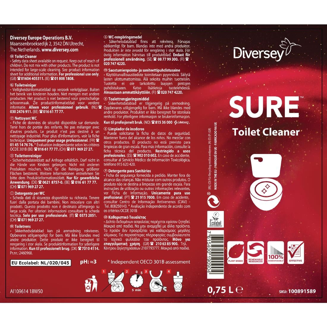 SURE Toilet Cleaner Ready To Use 750ml