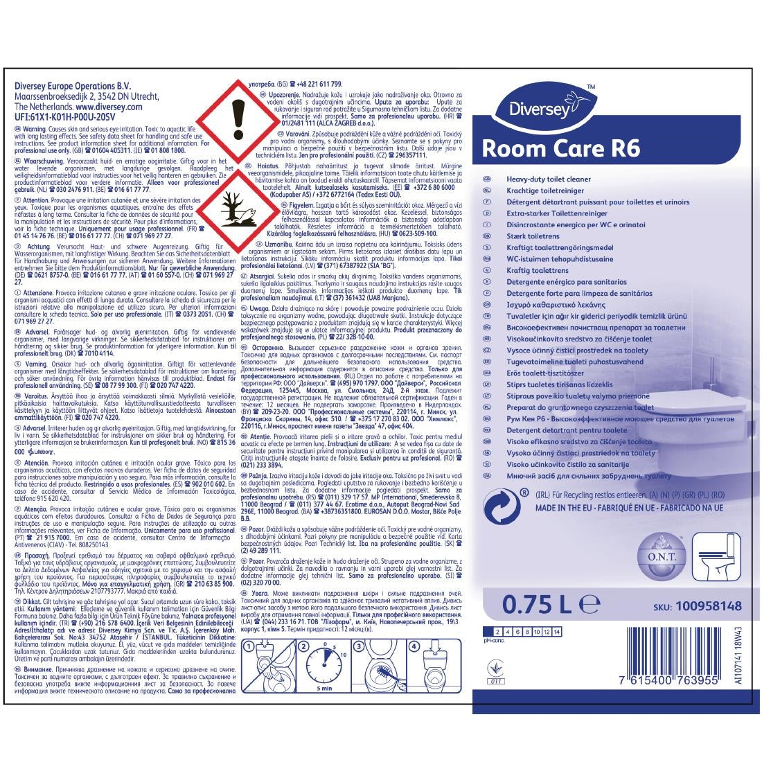 Room Care R6 Heavy-Duty Toilet Cleaner Ready To Use 750ml