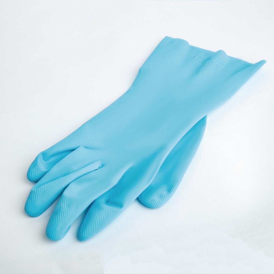 MAPA Vital 117 Liquid-Proof Light-Duty Janitorial Gloves Blue Medium