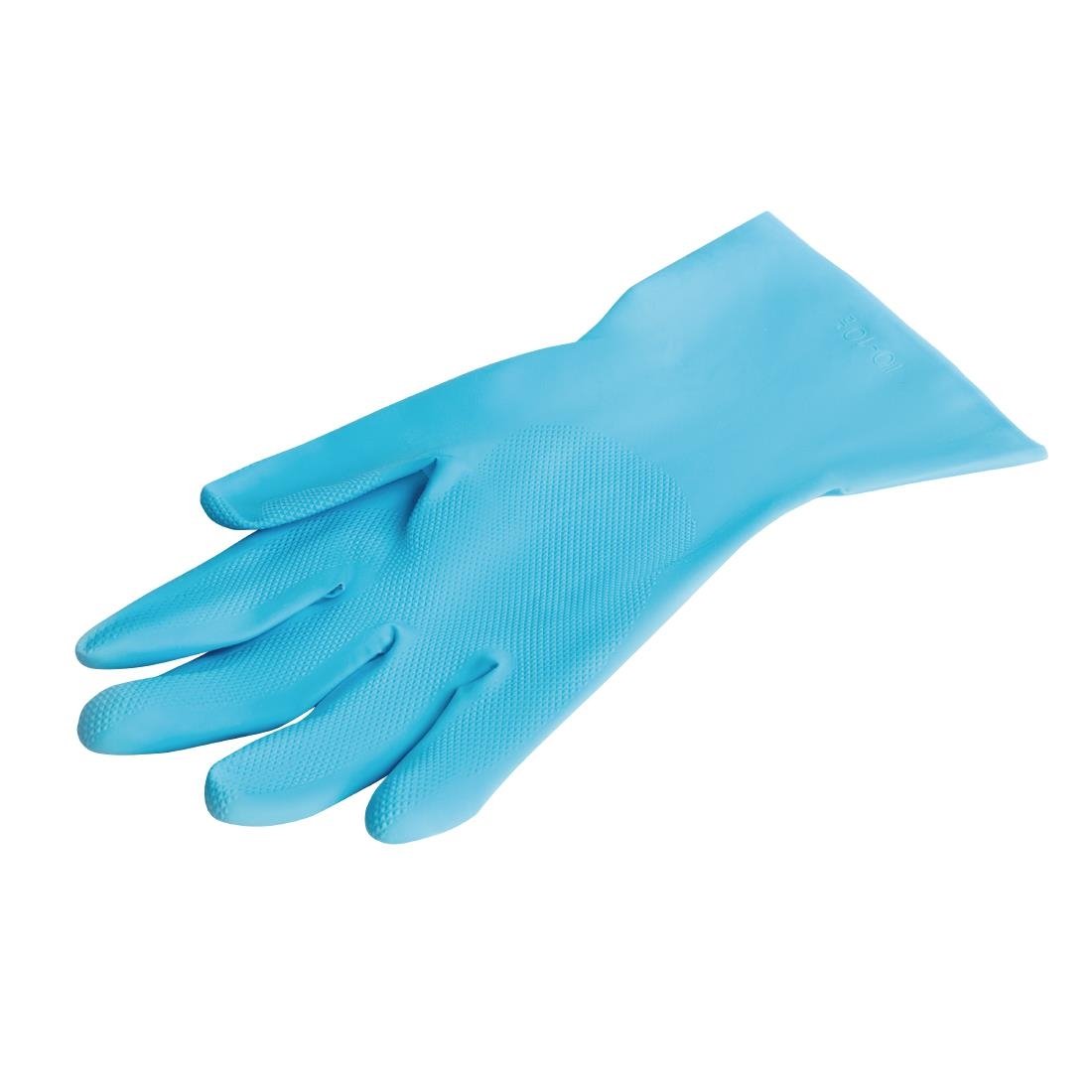 MAPA Vital 117 Liquid-Proof Light-Duty Janitorial Gloves Blue Medium