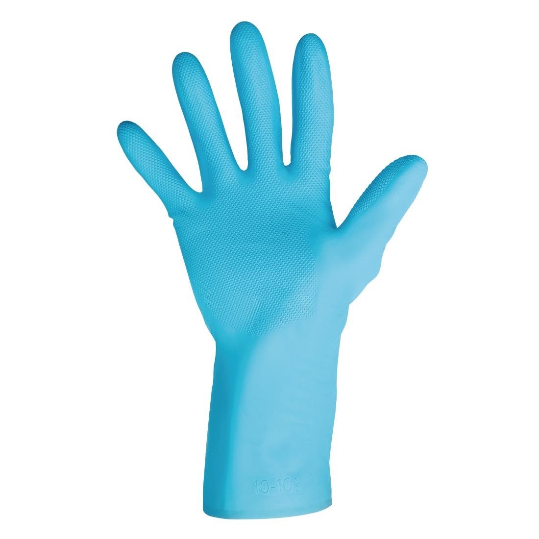 MAPA Vital 117 Liquid-Proof Light-Duty Janitorial Gloves Blue Medium
