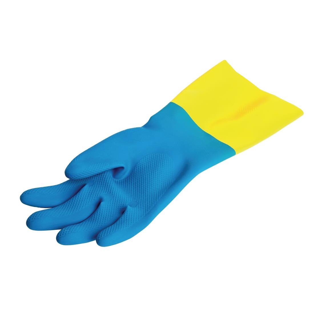 MAPA Alto 405 Liquid-Proof Heavy-Duty Janitorial Gloves Blue & Yellow Large
