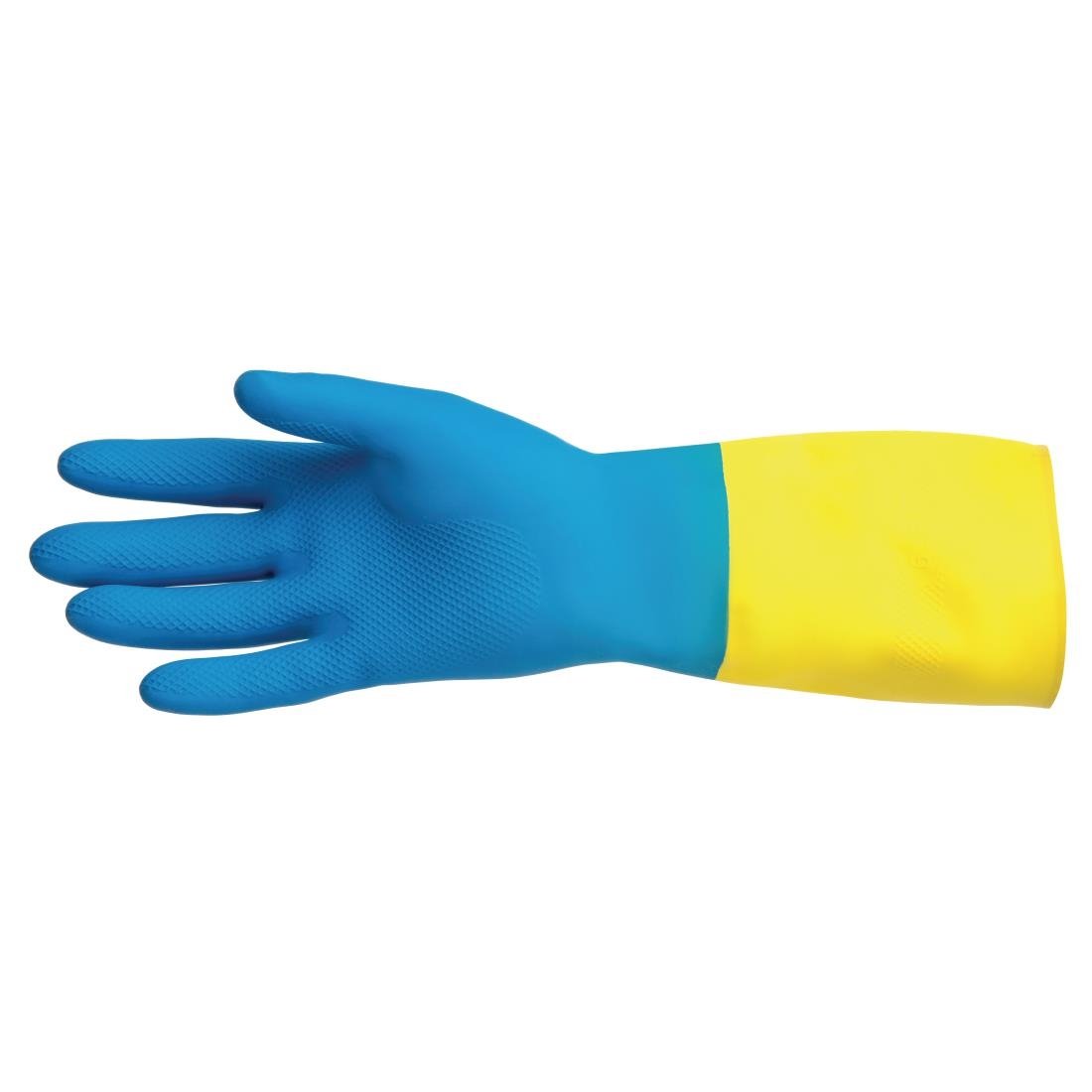 MAPA Alto 405 Liquid-Proof Heavy-Duty Janitorial Gloves Blue & Yellow Large