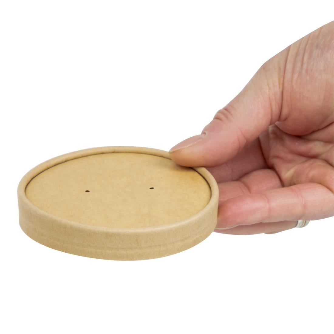 Colpac Recyclable Kraft Microwavable Soup Cup Lids 450ml (500 Pack)
