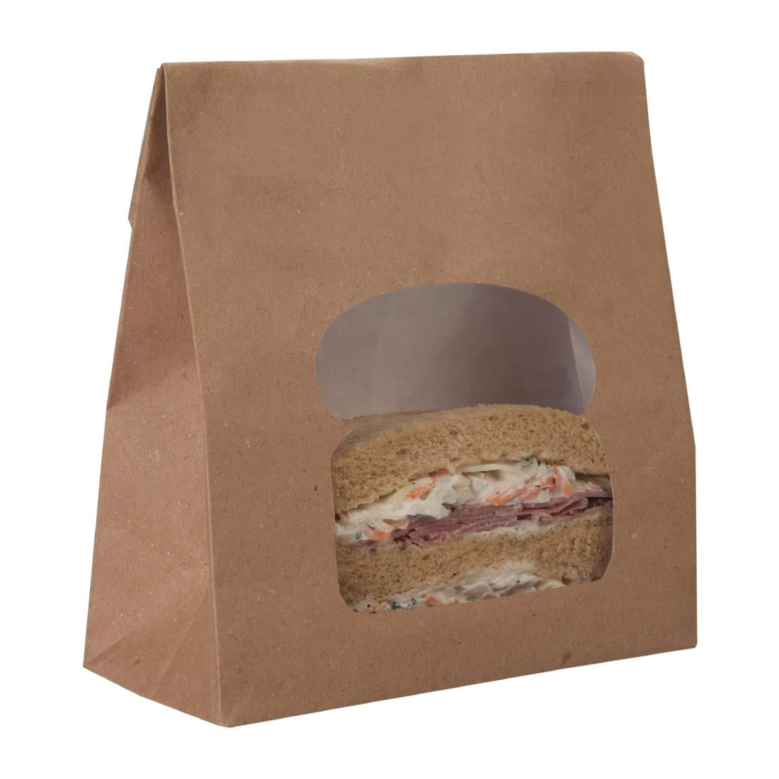 Colpac Recyclable Paper Sandwich Bags With Window Kraft (250 Pack)