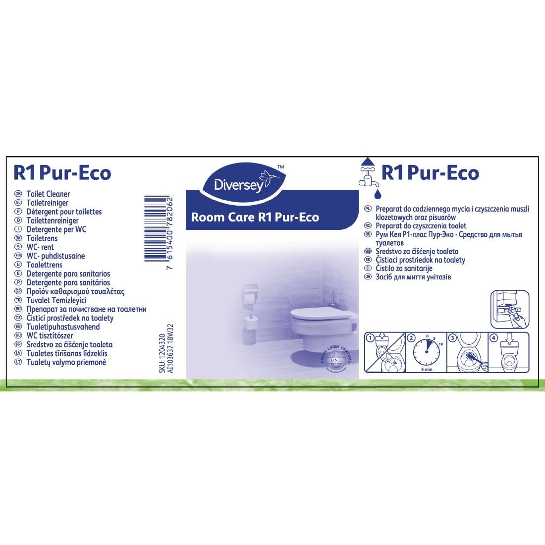 Room Care R1 Pur-Eco Toilet Cleaner Refill Bottles 300ml (6 Pack)
