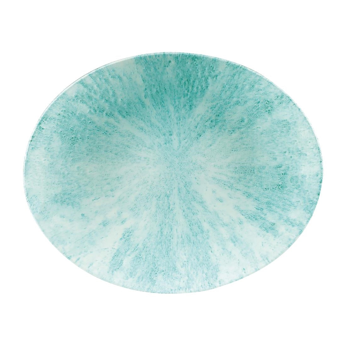 Churchill Stone Oval Coupe Plates Aquamarine 317 x 255mm (12 Pack)