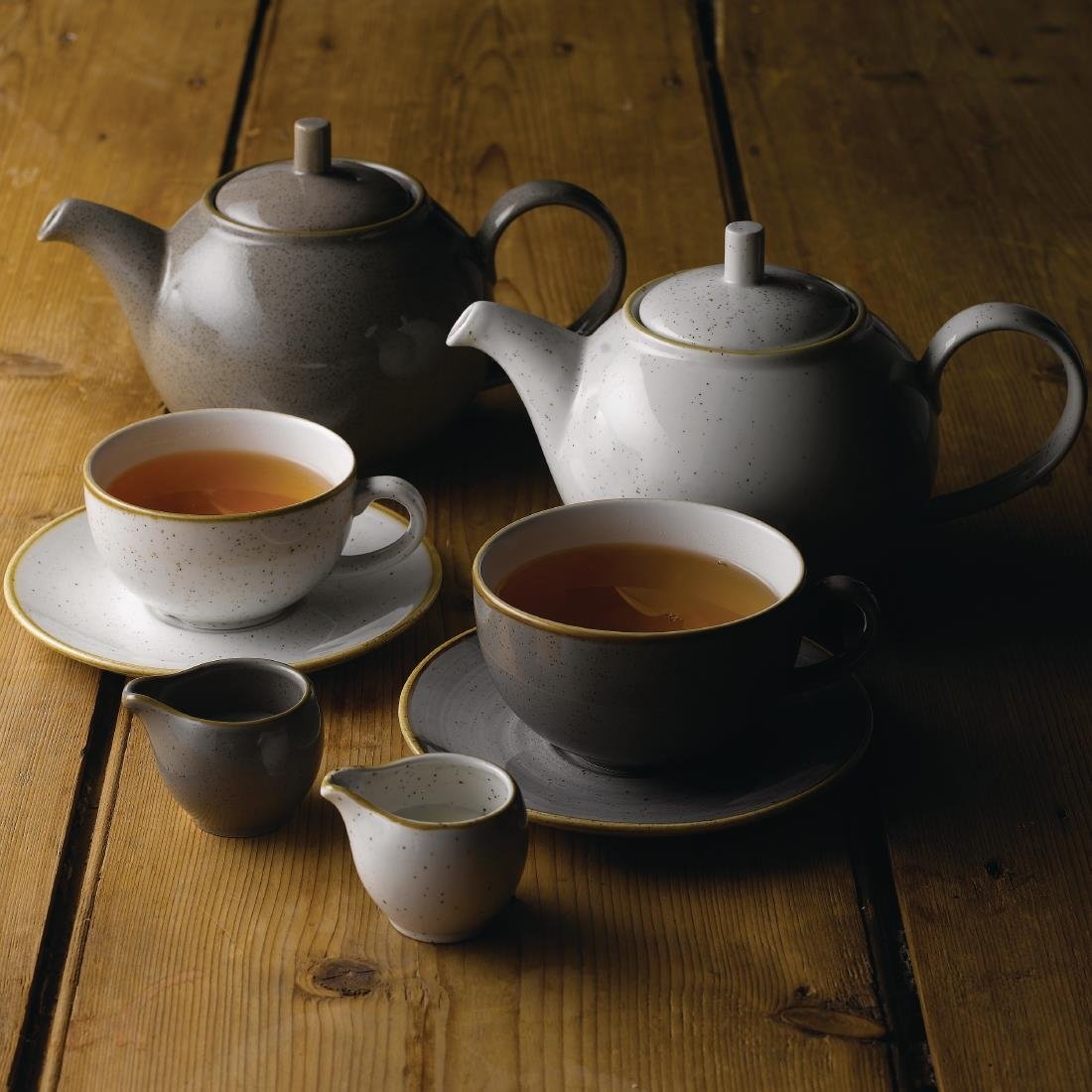 Churchill Stonecast Round Cappuccino Cups Peppercorn Grey 12oz