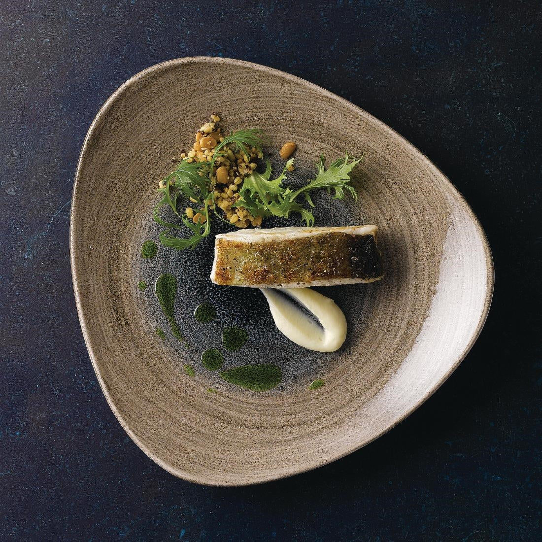 Churchill Stonecast Aqueous Triangular Plates Bayou Taupe 265mm (12 Pack)