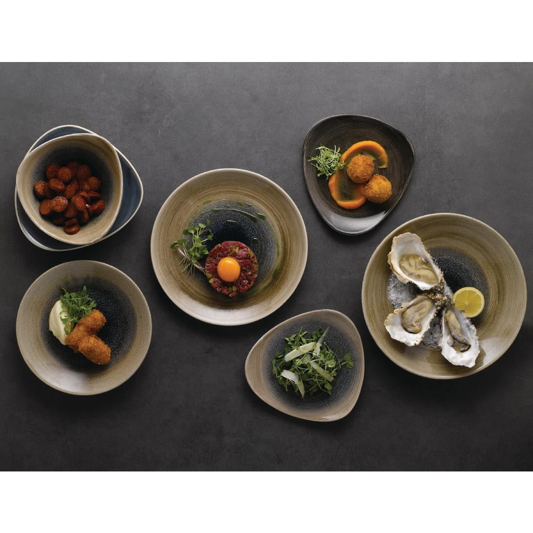 Churchill Stonecast Aqueous Deep Coupe Plates Bayou Taupe 255mm (12 Pack)