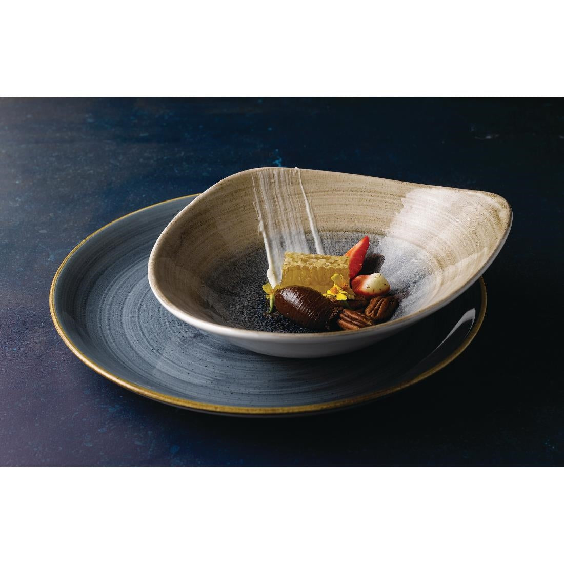 Churchill Stonecast Aqueous Triangular Bowls Bayou Taupe 21oz 235mm (12 Pack)