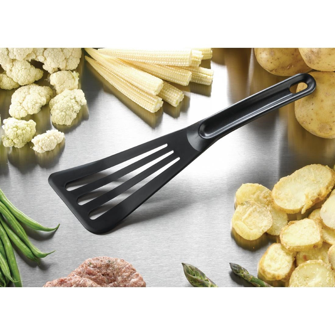 Matfer Bourgeat Pelton Exoglass Slotted Spatula 30cm Black