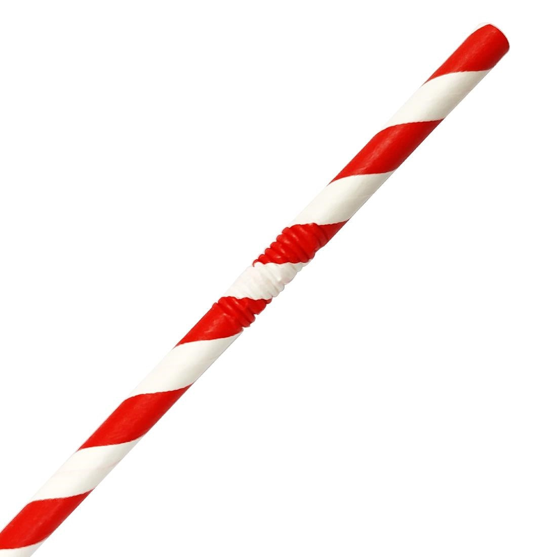 Fiesta Compostable Bendy Paper Straws Red Stripes (250 Pack)