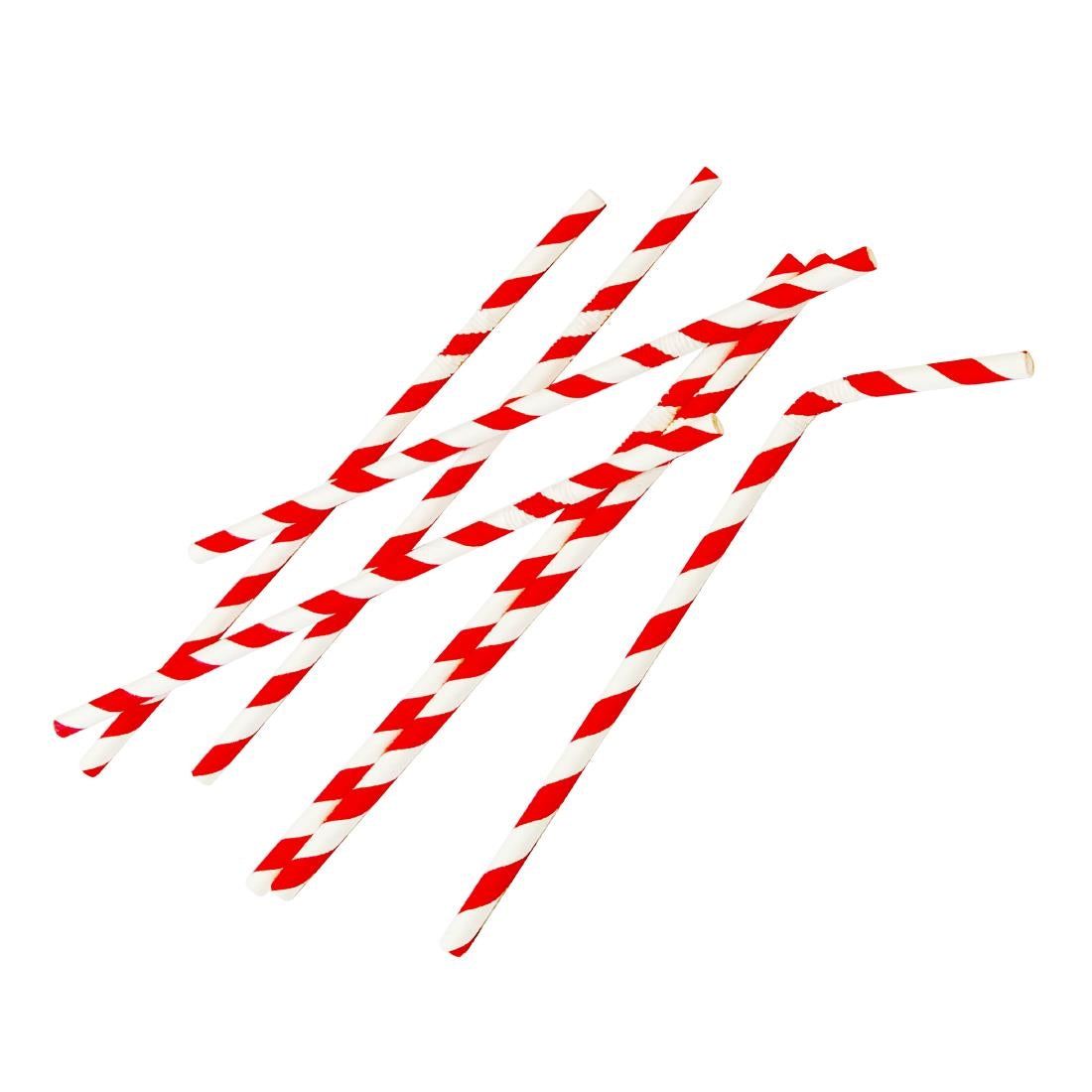 Fiesta Compostable Bendy Paper Straws Red Stripes (250 Pack)