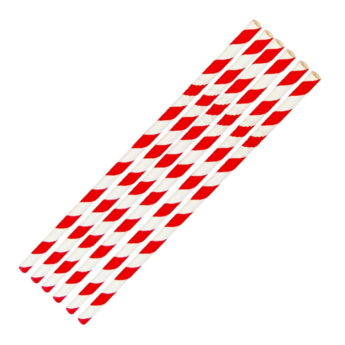 Fiesta Compostable Bendy Paper Straws Red Stripes (250 Pack)