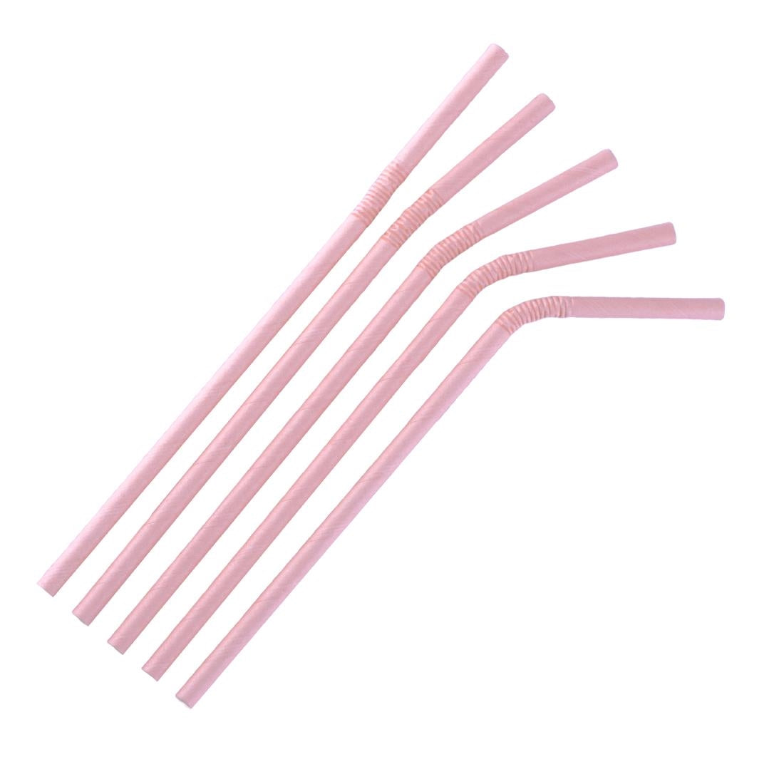 Fiesta Compostable Bendy Paper Straws Pink (250 Pack)