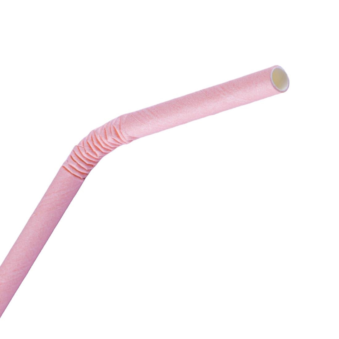 Fiesta Compostable Bendy Paper Straws Pink (250 Pack)