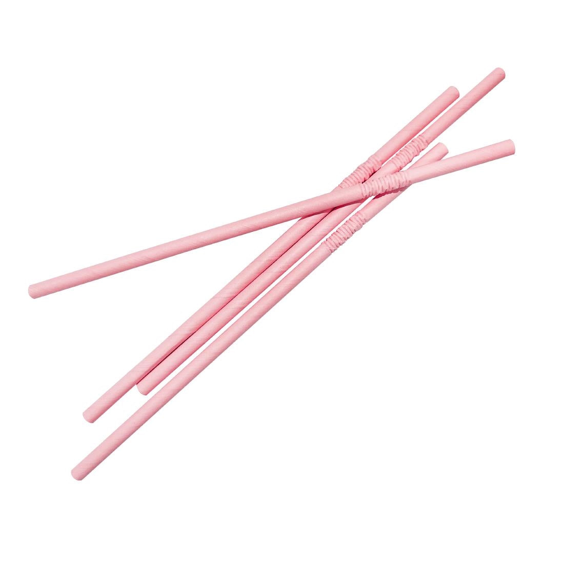 Fiesta Compostable Bendy Paper Straws Pink (250 Pack)