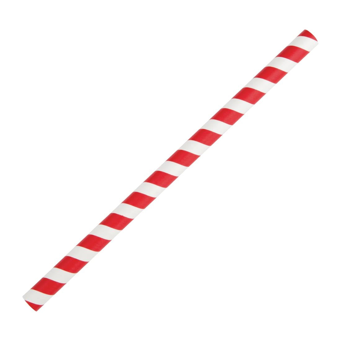Fiesta Compostable Paper Smoothie Straws Red Stripes (250 Pack)