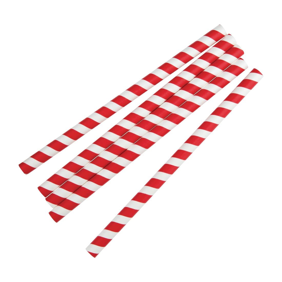 Fiesta Compostable Paper Smoothie Straws Red Stripes (250 Pack)