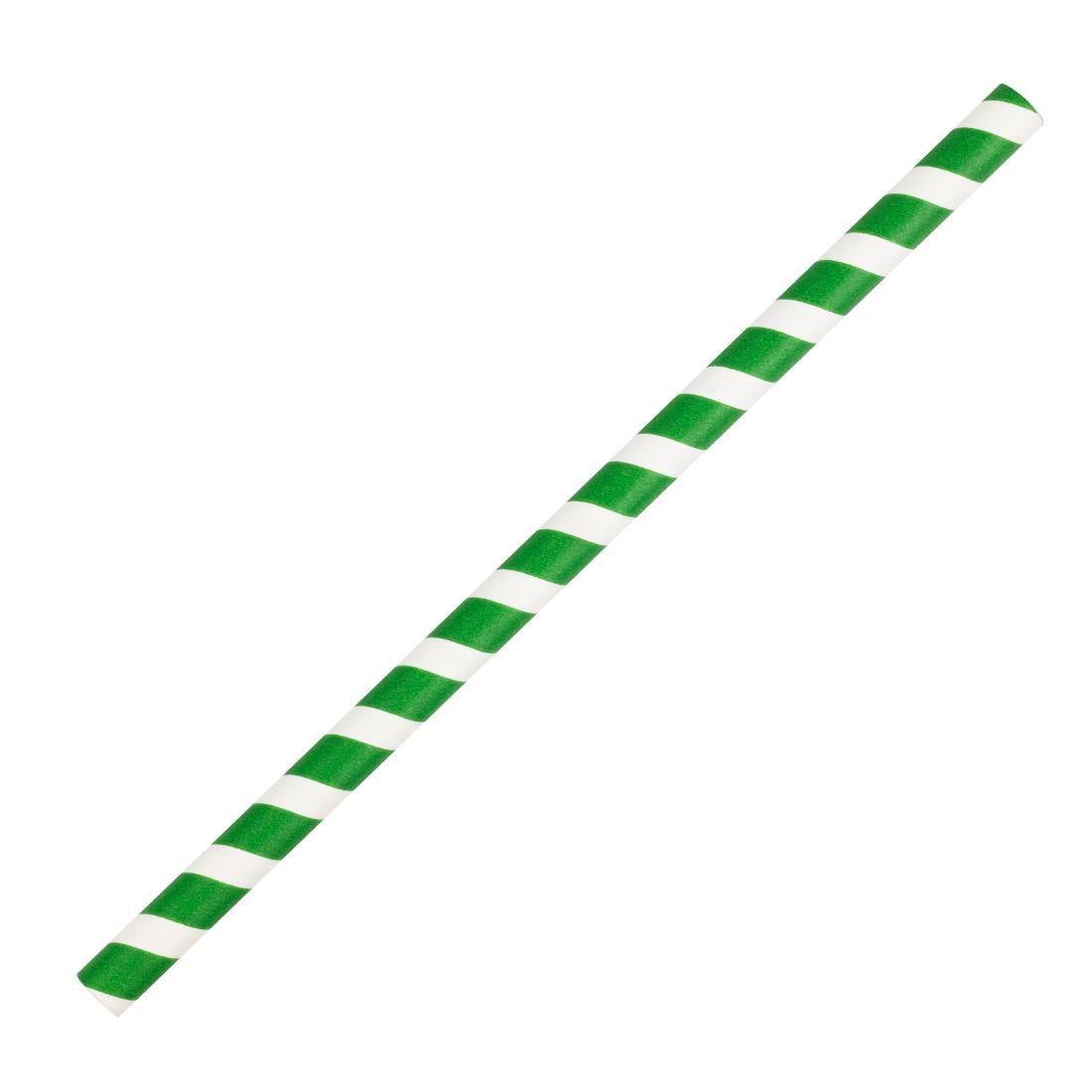 Fiesta Compostable Paper Smoothie Straws Green Stripes (250 Pack)