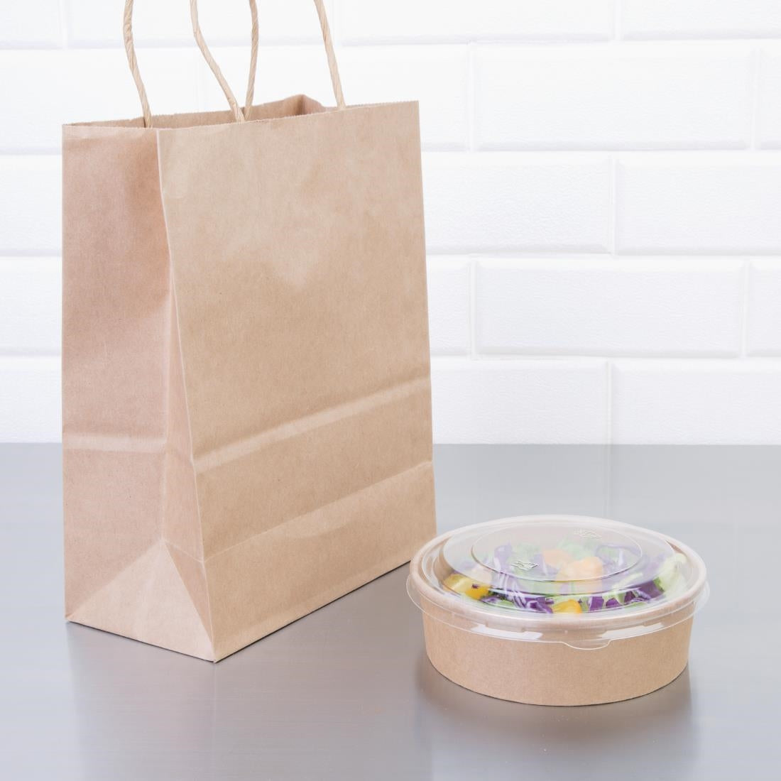 Fiesta Compostable Round Kraft Salad Bowls 500ml / 18oz (300 Pack)