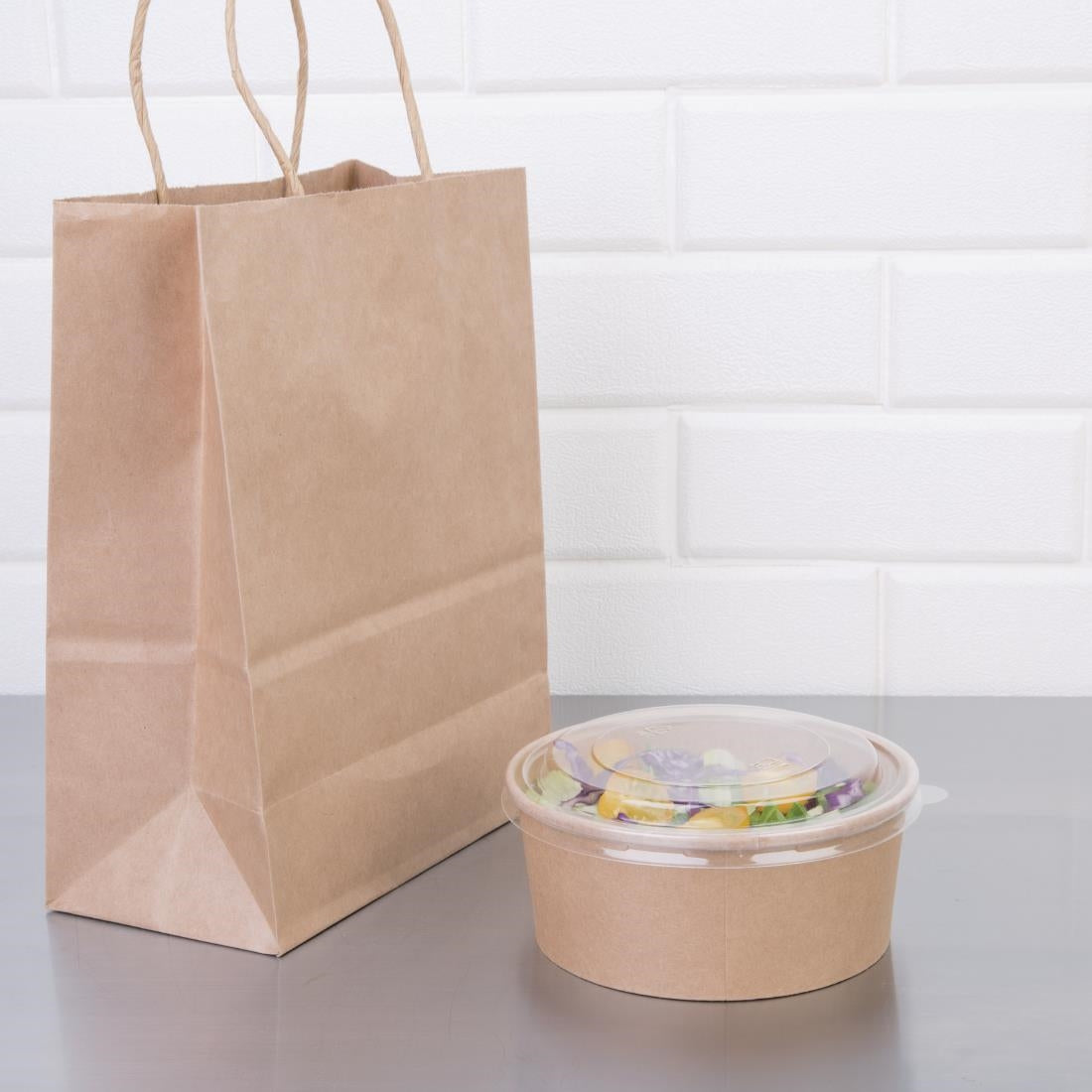 Fiesta Compostable Round Kraft Salad Bowls 750ml / 26oz (300 Pack)