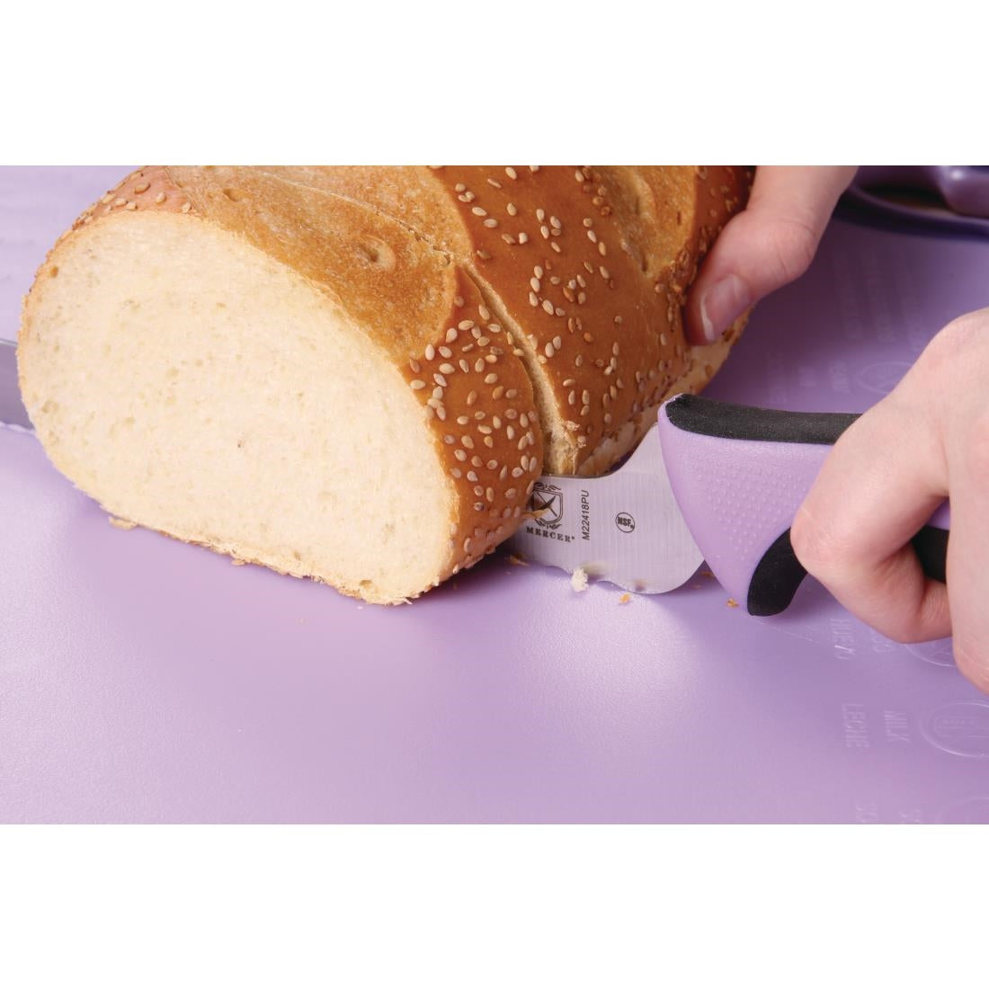 Mercer Millennia Culinary Allergen Safety Offset Serrated Bread Knife Purple 20.3cm