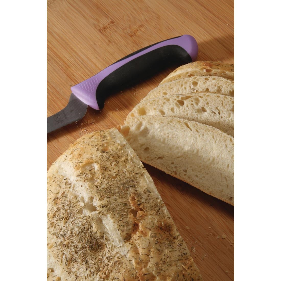Mercer Millennia Culinary Allergen Safety Offset Serrated Bread Knife Purple 20.3cm