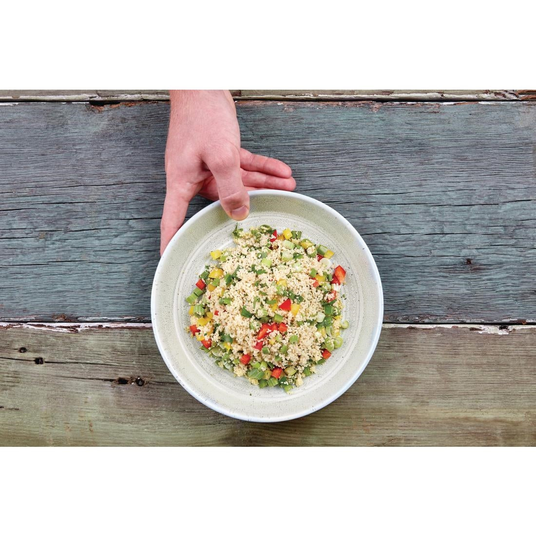 Olympia Cavolo Flat Round Bowls Spring Green 220mm (4 Pack)