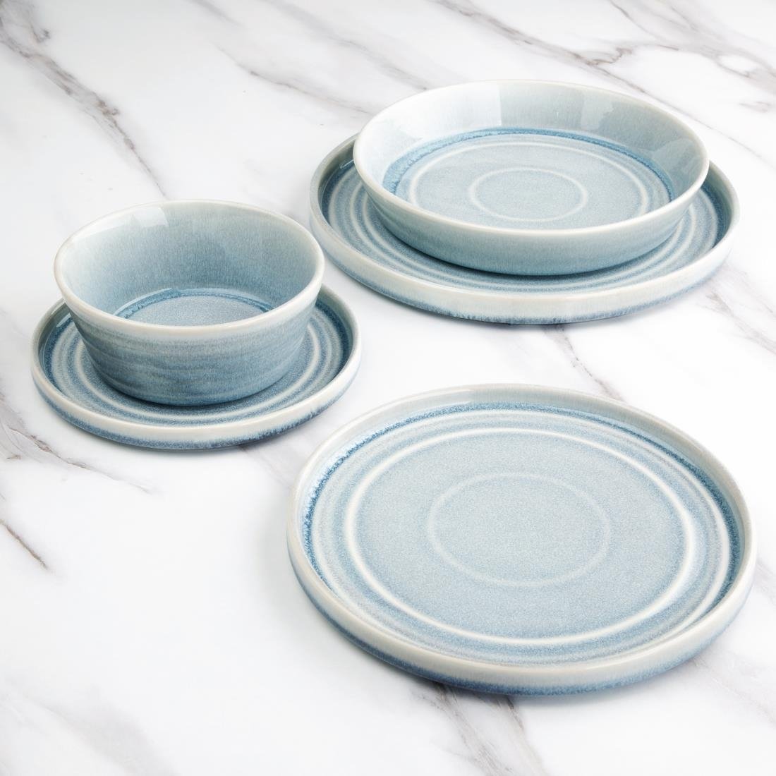 Olympia Cavolo Flat Round Plates Ice Blue 270mm (4 Pack)